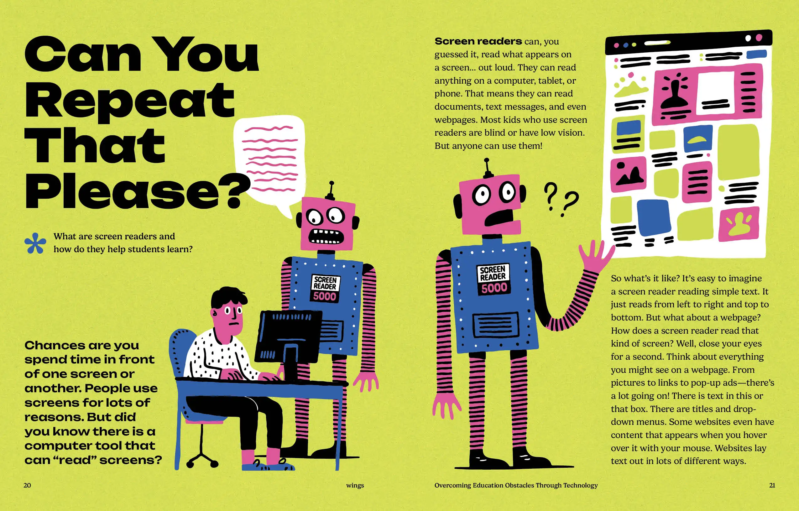 Imagine Learning Wings magazine spread